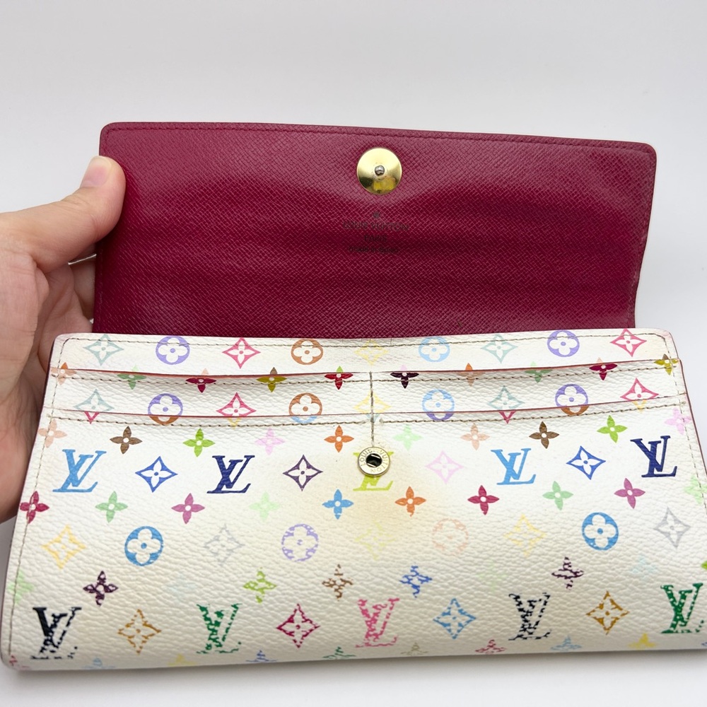 Louis Vuitton Monogram White Multicolor Takashi Murakami Sarah Wallet - Picture 4 of 16